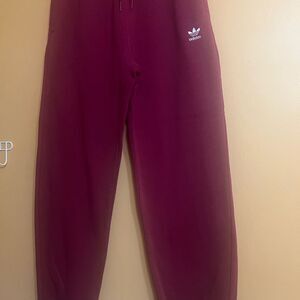 Adidas Red Jogger Sweatpants with Elastic Cuffs